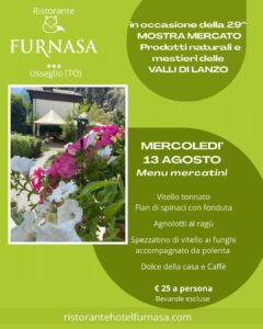 mercoledì 13 agosto, menu mercatini 