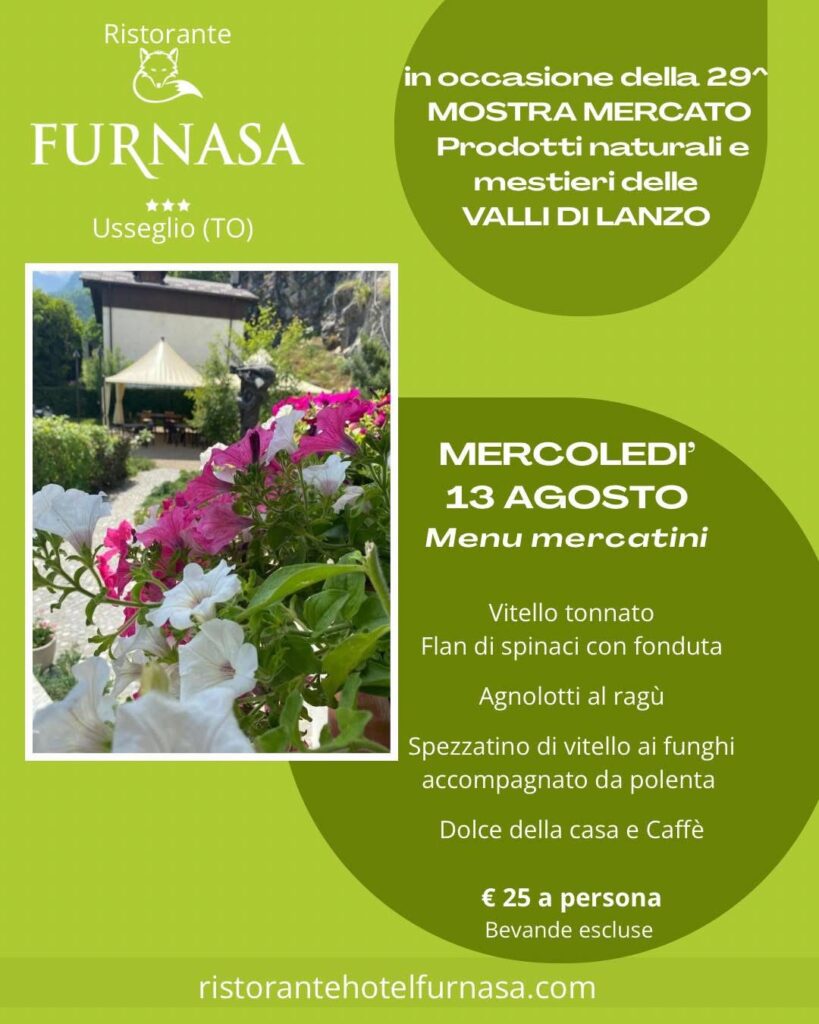 mercoledì 13 agosto, menu mercatini