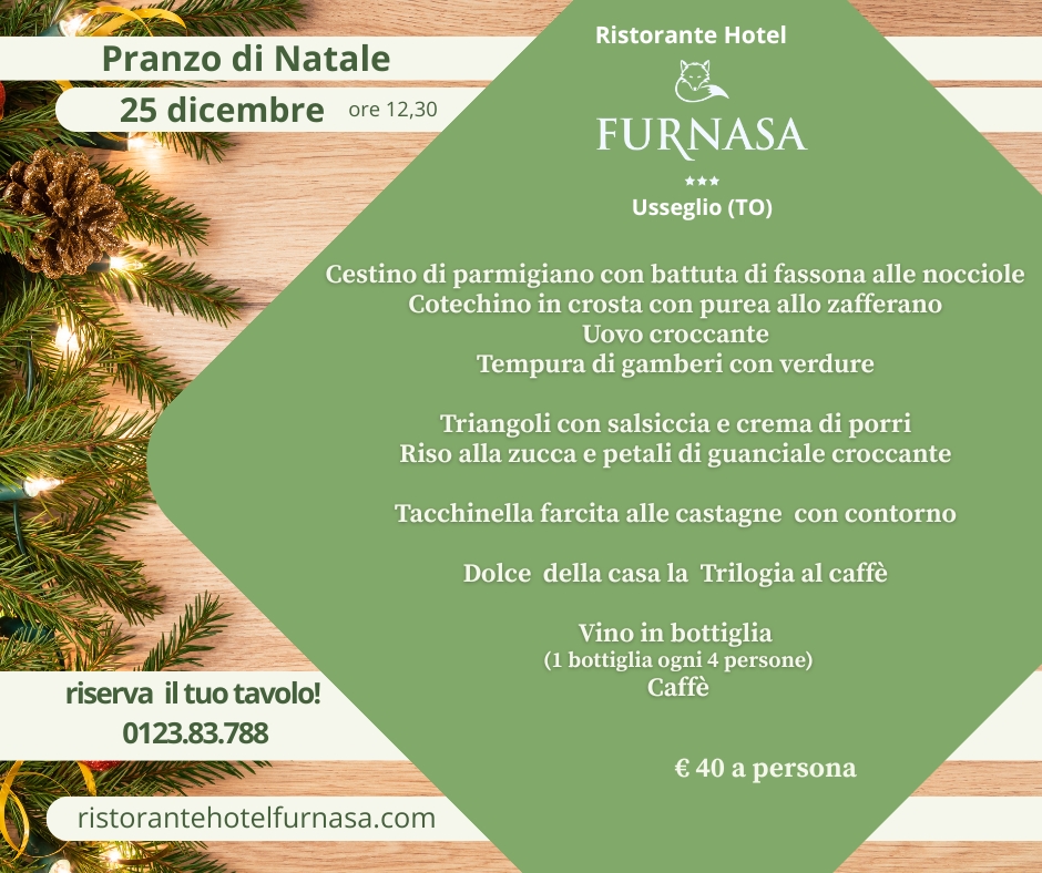 menu del 25 dicembre ore 12,30